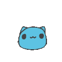 Blue blob creature growing in size and displaying a heart on its face.