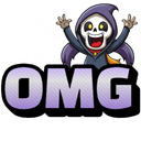 A cartoon skeleton in a purple hood throwing its hands up in excitement above the text OMG.