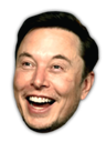 Elon Musk laughing with his mouth wide open against a black background.