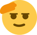 Yellow smiley face with a smug expression and a hand resting on its forehead.