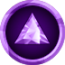 A glowing purple crystal triangle inside a circular frame.