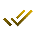 A golden double checkmark icon centered on a black background.