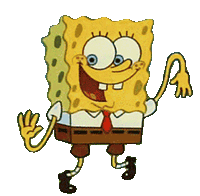 SpongeBob SquarePants dancing and waving his arms in a rhythmic sequence.