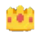 A yellow pixelated crown with pink gems centered on the front.