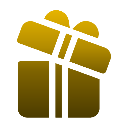 A golden gift box with a ribbon is slightly open at the top.