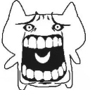 A cartoon creature with a wide-open mouth and bulging eyes expressing extreme shock.