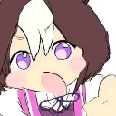 Anime girl with purple eyes and brown hair making a sassy, unimpressed facial expression.