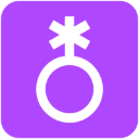 Nonbinary symbol in white on a purple square background.