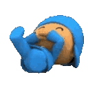 Pocoyo lying on his back and kicking his legs in the air while crying.