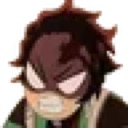 Tanjiro Kamado with an angry, scowling expression and clenched teeth.