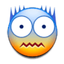 A round face with wide, staring eyes and a jagged, wavy mouth expressing intense shock.