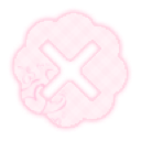 A soft pink cloud shape with a cross symbol in the center.