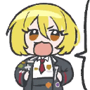 Don Quixote from Limbus Company with blonde hair shouting with an open mouth and a determined expression.