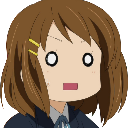 Yui Hirasawa with wide, circular eyes and a blank, shocked expression.