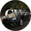 A silver CW logo sits prominently over a blurred dark luxury car.