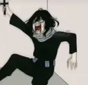 Shota Aizawa screaming in panic while holding a cross in the air.