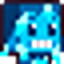 IceySteve monster with a glowing blue body and a wide, toothy, mischievous grin.