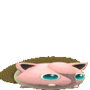 Jigglypuff alternates between standing and being flattened into the ground.