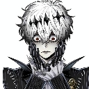 Anime boy with wide red eyes and a distressed expression looking directly forward.