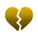 Heart shape colored in a gradient of gold against a black background.