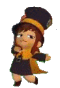 Hat Kid from A Hat in Time performing a smug, rhythmic dance.
