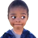 A young child looking to the side with a skeptical and judgmental expression.