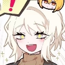 Faust from Limbus Company laughing with a wide, mischievous grin and yellow eyes.