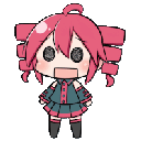 Kasane Teto with pink hair and a teal outfit stares blankly with wide, empty eyes.
