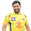 Mahendra Dhoni smiling while wearing a yellow sports jersey.