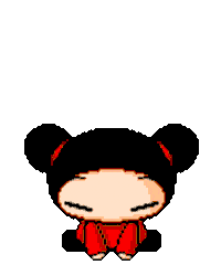 Pucca character transitioning from a sad pout to crying intensely with large blue tears.