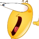 Yellow character with a massively elongated eye popping out while shouting in shock.