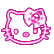 Hello Kitty face with a bow outlined in glowing neon pink light against a black background.