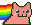 Four colorful pixelated cats in a row, each leaving a rainbow trail behind them.