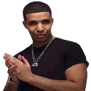 Drake clapping his hands together with a smug, satisfied facial expression.