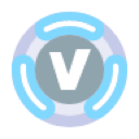 V-Bucks currency logo featuring a white letter V inside a blue and gray circular frame.