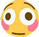 A yellow circular face with wide, staring eyes and large pink blush marks on the cheeks.