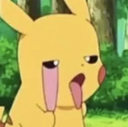 Pikachu with a bored, unimpressed expression and its tongue sticking out slightly.