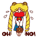 Sailor Moon crying with her hands over her face and the text Oh No below her.