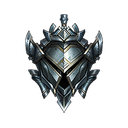 Silver shield emblem with metallic highlights and sharp edges.