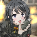 Anime girl holding a grenade with a mischievous expression.