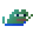 Pepe the Frog sprites marching in a rhythmic, pixelated dance line.