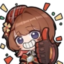 Chibi anime girl giving a big thumbs-up gesture surrounded by falling confetti.