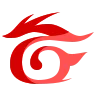 Garena Free Fire logo in shades of red on a black background.