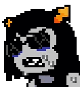 Equius Zahhak with a stressed expression and visible sweat drops on his face.