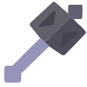 Mace weapon depicted in a simple pixel art style with a gray head and a light purple handle.