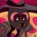 Sir Pentious looking flustered with wide eyes and fangs showing.