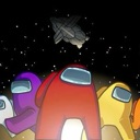 Multiple colored Among Us crewmates standing together in space.