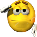 Yellow smiley face performing a crisp military salute with a white gloved hand.