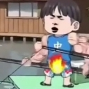 A cartoon character with a pained expression stands with a large, bright flame erupting from their crotch area.