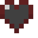 A pixelated heart icon with a dark gray center and a deep red outline.